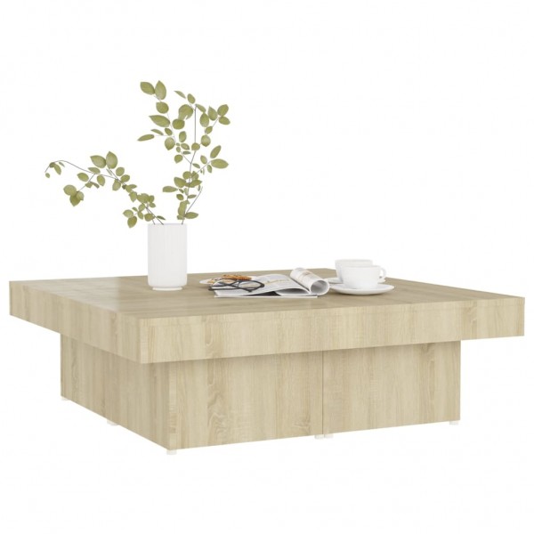 Mesa de centro madera contrachapada roble Sonoma 90x90x28 cm M 3