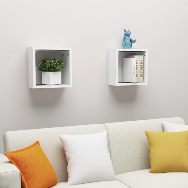 Estantes cubo de pared 2 unidades blanco 30x15x30 cm D