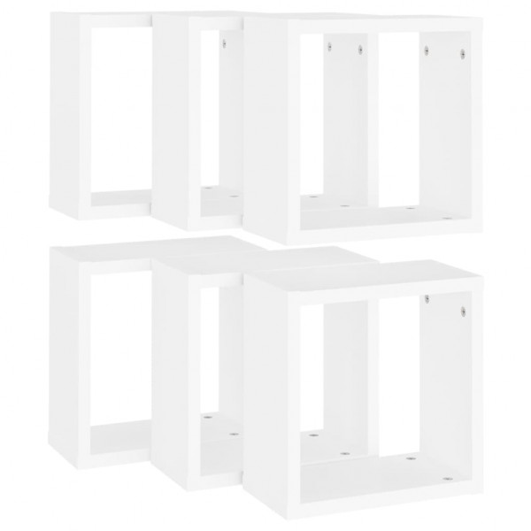 Estantes cubo de pared 6 unidades blanco 30x15x30 cm M 5