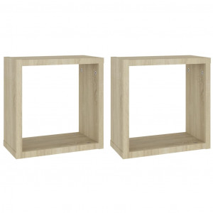 Estantes cubo de pared 2 unidades roble Sonoma 30x15x30 cm H