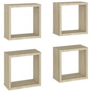 Prateleiras de parede em forma de cubo 4 pcs 30x15x30cm sonoma H