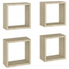 Estantes cubo de pared 4 unidades roble Sonoma 30x15x30 cm 2