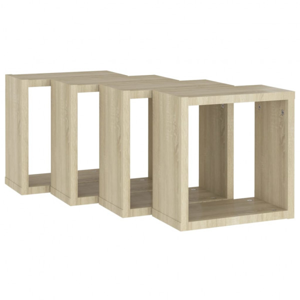 Estantes cubo de pared 4 unidades roble Sonoma 30x15x30 cm M 5