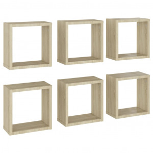 Estantes cubo de pared 6 unidades roble Sonoma 30x15x30 cm H