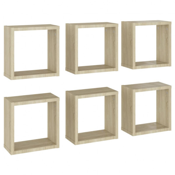 Estantes cubo de pared 6 unidades roble Sonoma 30x15x30 cm M 2