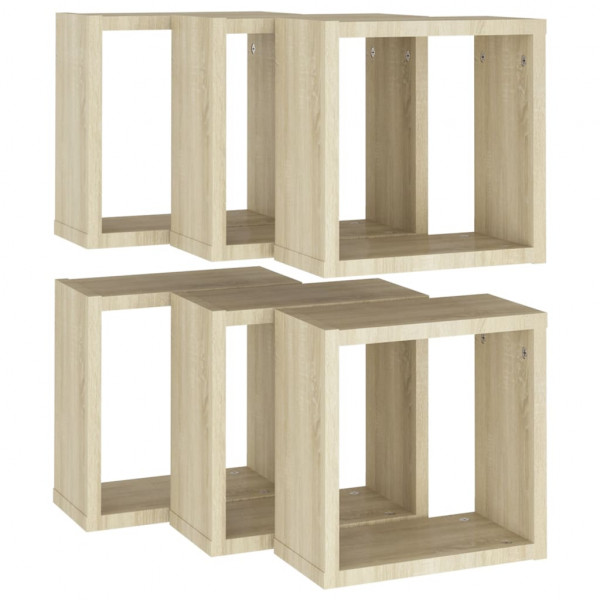 Prateleiras de parede em forma de cubo 6 pcs 30x15x30cm sonoma M 5