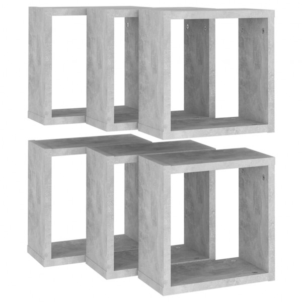 Prateleiras parede forma de cubo 6 pcs 30x15x30cm cinza cimento M 5
