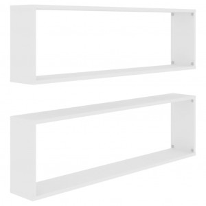 Prateleiras parede forma cubo 2 pcs derivados de madeira branco H