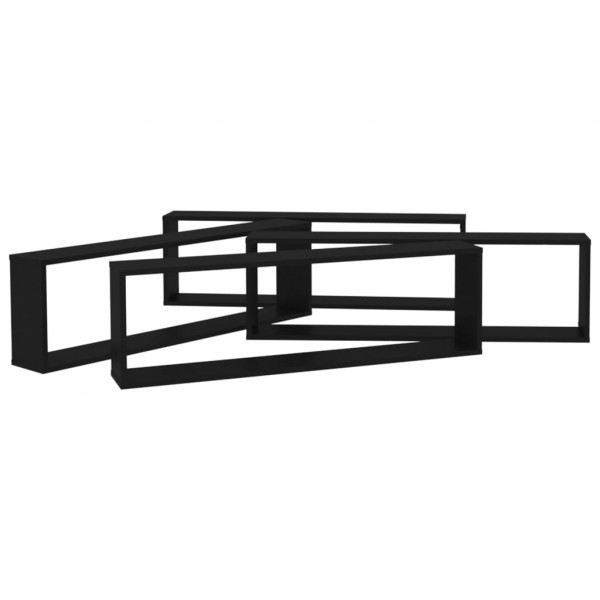 Estantes cubo de pared 4 uds contrachapado negro 100x15x30 cm M 4