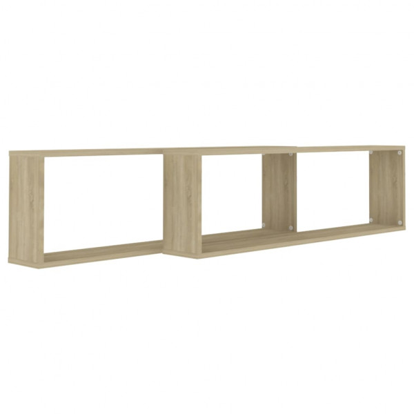 Estantes cubo pared 2uds contrachapado roble Sonoma 100x15x30cm M 4