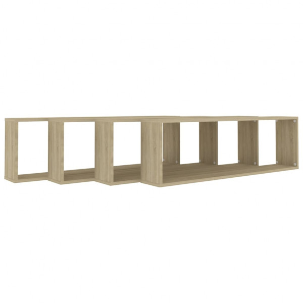 Estantes cubo pared 4uds contrachapado roble Sonoma 100x15x30cm M 4