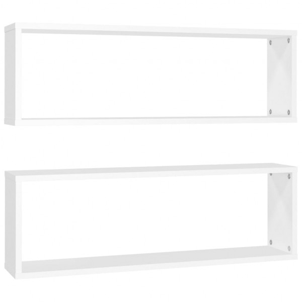Estantes parede cúbicas 2pcs deriv. madeira 80x15x26.5cm branco M 2