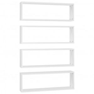 Estantes cubo de pared 4 uds contrachapado blanco 80x15x26.5 cm H