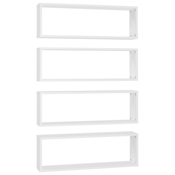 Estantes parede cúbicas 4pcs deriv. madeira 80x15x26.5cm branco M 2