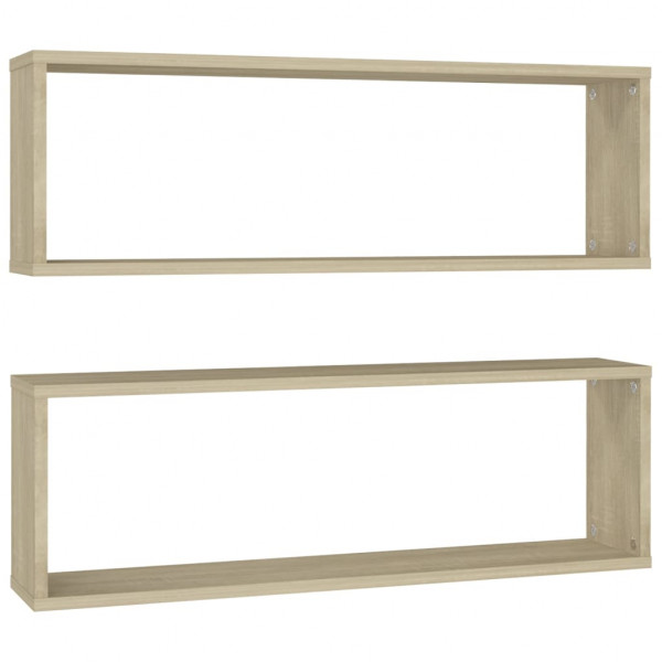 Estantes cubos de pared 2 uds contrachapada roble 80x15x26.5 cm M 2