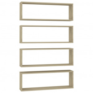 Estante cubo pared 4uds contrachapado roble Sonoma 80x15x26.5cm H