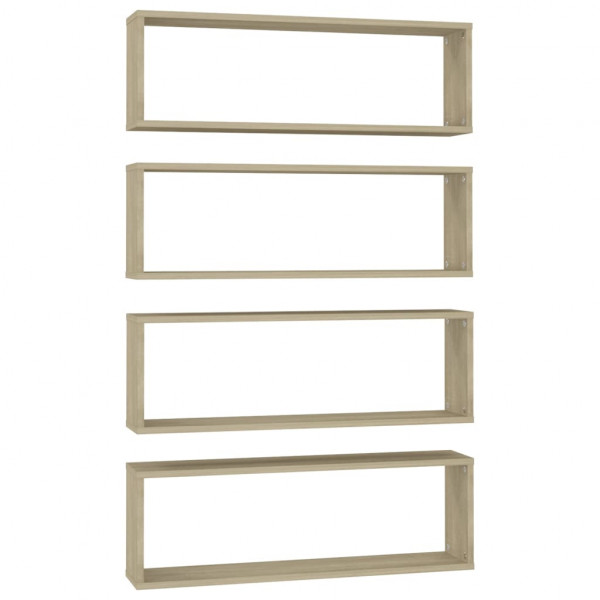 Estante cubo pared 4uds contrachapado roble Sonoma 80x15x26.5cm M 2