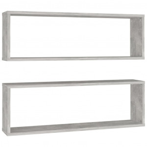 Estante de pared 2 uds contrachapado gris hormigón 80x15x26.5cm H