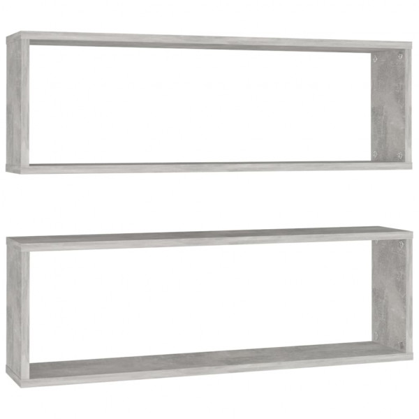 Estante de pared 2 uds contrachapado gris hormigón 80x15x26.5cm M 2