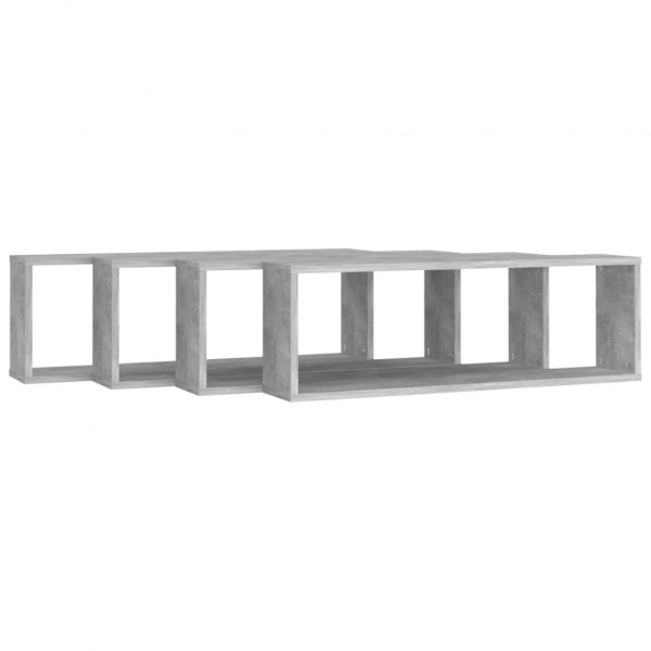 Estante de pared 4 uds contrachapado gris hormigón 80x15x26.5cm M 4