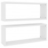 Prateleiras parede forma de cubo 2 pcs derivados madeira branco 2
