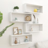 Estante cubo de pared 4 uds contrachapado blanco 60x15x23 cm 1