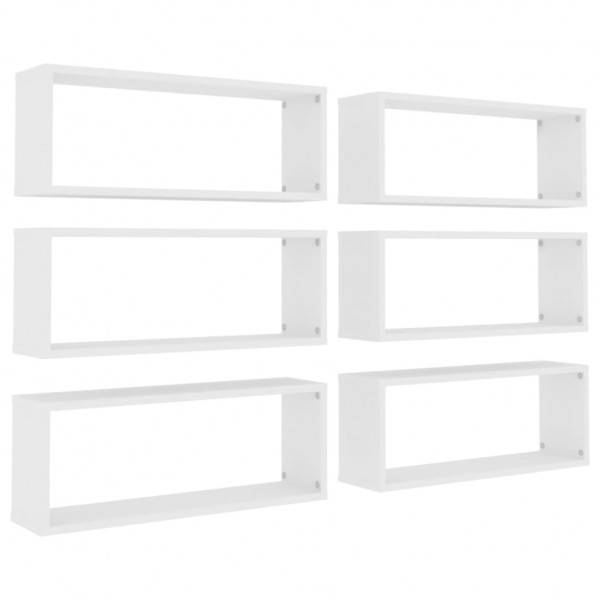Estantes cubo de pared 6 uds contrachapada blanco 60x15x23 cm M 2