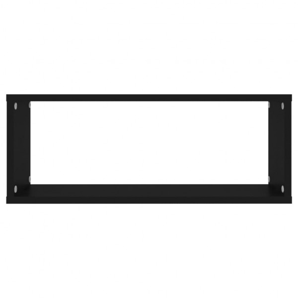 Estante cubo de pared 2 uds contrachapado negro 60x15x23 cm M 5