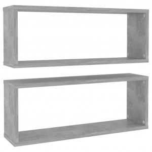 Prateleiras parede forma de cubo 2pcs 60x15x23 cm cinza cimento H