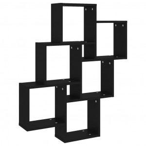 Estante cubo de pared madera contrachapada negro 78x15x93 cm H