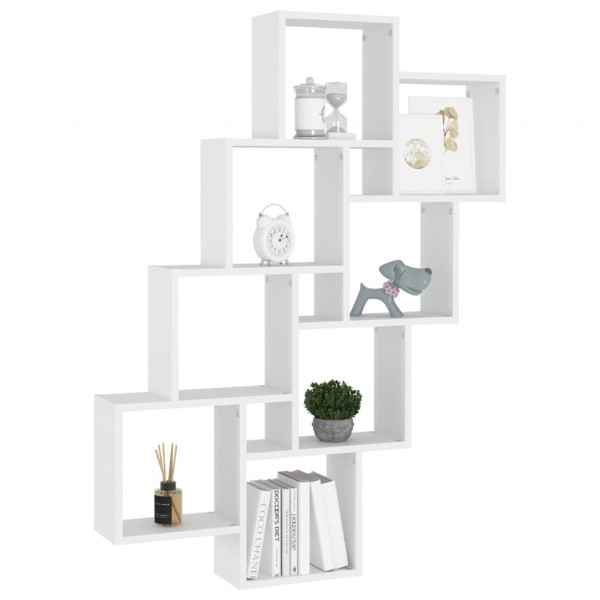 Estante de cubo pared madera contrachapada blanco 90x15x119 cm M 3