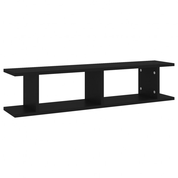 Estantes de pared 2 uds madera contrachapada negro 90x18x20 cm M 4