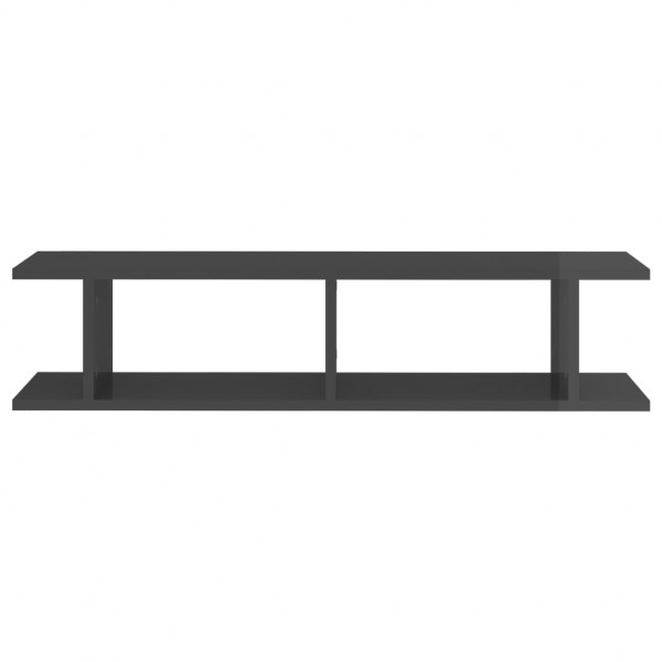 Estantes de pared 2 uds contrachapado gris brillante 90x18x20cm M 5