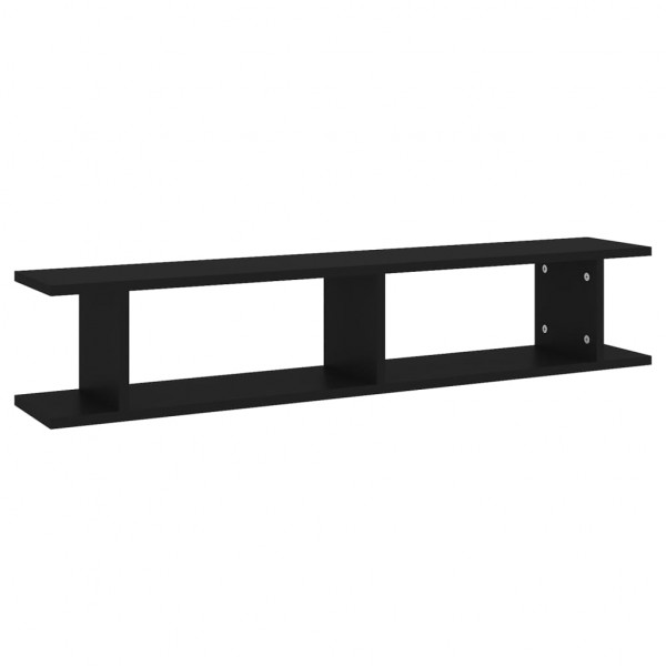 Estantes de pared 2 uds madera contrachapada negro 105x18x20 cm M 4