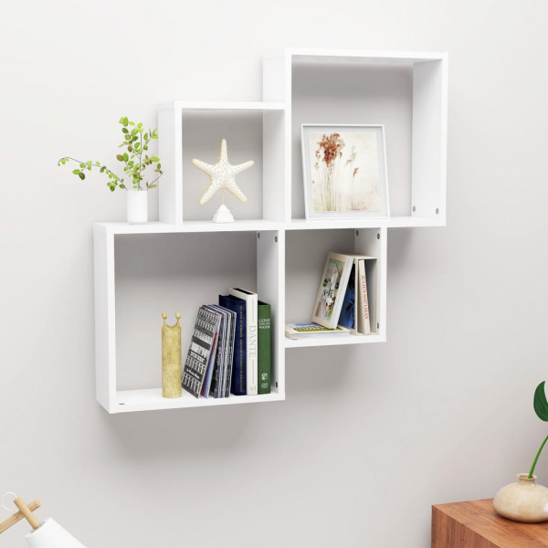 Estante de cubo pared madera contrachapada blanco 80x15x78.5 cm D