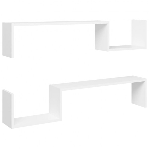 Estantes de pared 2 uds madera contrachapada blanco 100x15x20cm M 2