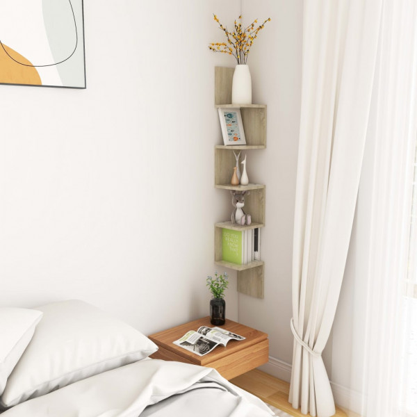 Estante de canto p/ parede derivados de madeira carvalho sonoma M 3