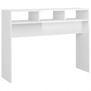 Mesa consola de aglomerado blanco brillante 105x30x80 cm H