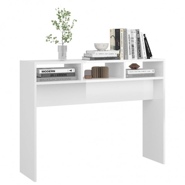 Mesa consola 105x30x80 cm derivados de madeira branco brilhante M 4