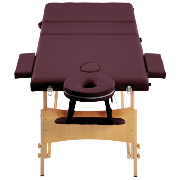 Mesa de massagens dobrável 3 zonas madeira roxo tinto M 4