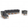 8 pcs conj. lounge jardim vime PE e madeira eucalipto cinzento 1