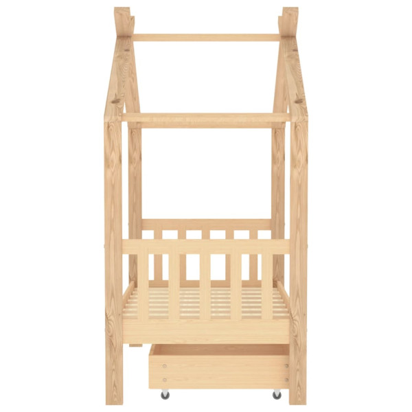 Estructura de cama infantil con cajón madera de pino 70x140 cm M 4