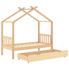 Estructura de cama infantil con cajón madera de pino 80x160 cm 5