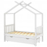 Estructura de cama niños y cajón madera maciza blanca 70x140 cm 2