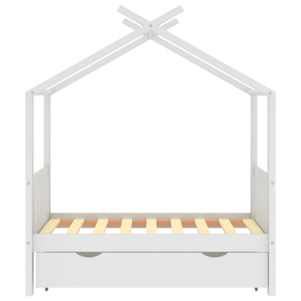 Estrutura cama criança c/ gaveta 70x140 cm pinho maciço branco M 3