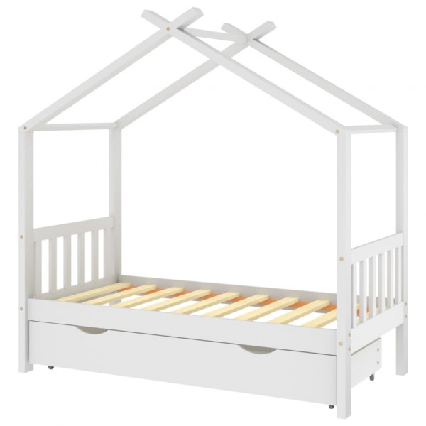 Estructura cama niños con cajón madera pino blanco 80x160 cm M 2