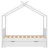 Estrutura cama criança c/ gaveta 80x160 cm pinho maciço branco 3