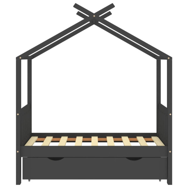 Estructura de cama infantil y cajón madera pino gris 70x140cm M 3