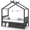 Estructura de cama infantil y cajón madera pino gris 80x160cm 1