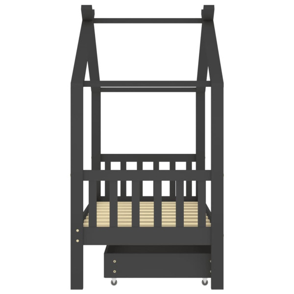 Estructura de cama infantil y cajón madera pino gris 80x160cm M 4